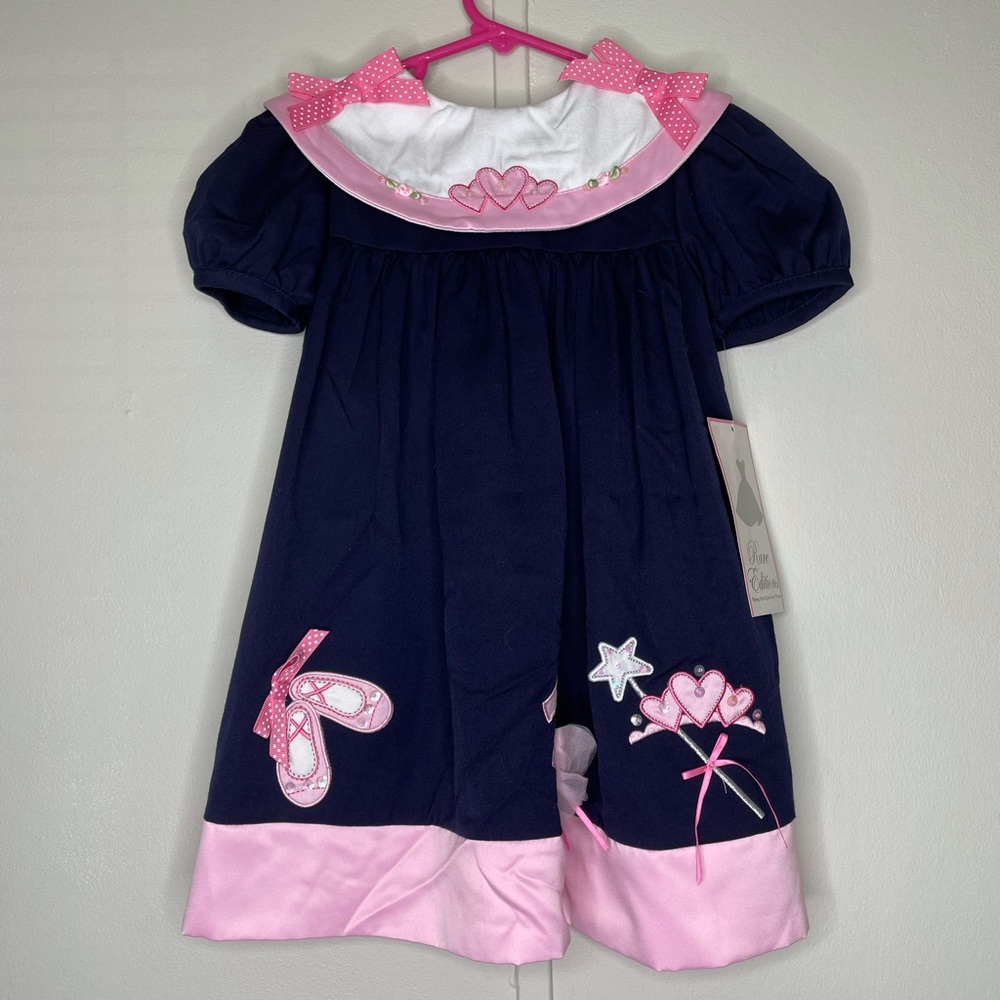 Rare Editions Navy & Pink Ballerina Dress